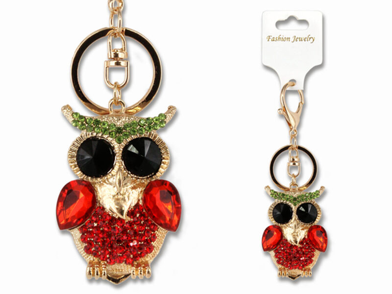KEY CHAIN "RED OWL WITH BLACK EYES'"