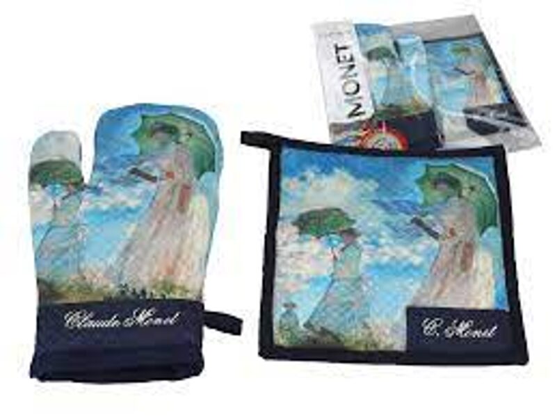 KITCHEN GLOVE AND OVEN MITT "WOMAN WITH PARASOL"