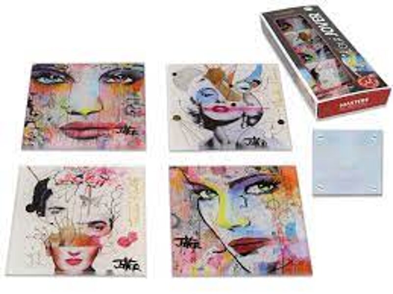 SET OF GLASS PADS WITH JOVER ART